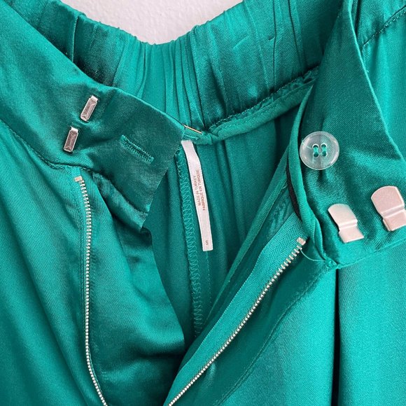 Free People Green Satin Pants Size Small - Picture 3 of 4